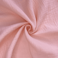 Ткань Муслин Жатый, цвет Нежно-Розовый (на отрез)  в Дмитрове