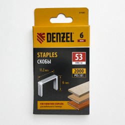 Denzel Скобы, 6 мм, для мебельного степлера, тип 53, 2000 шт.  в Дмитрове